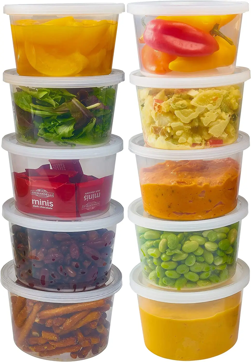 16 oz Plastic Deli Food Storage Containers With Airtight Lids Portion ...