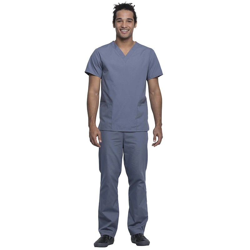 Navy Blue Color Medical Uniform Scrubs Set Plus Size Hospital Security ...