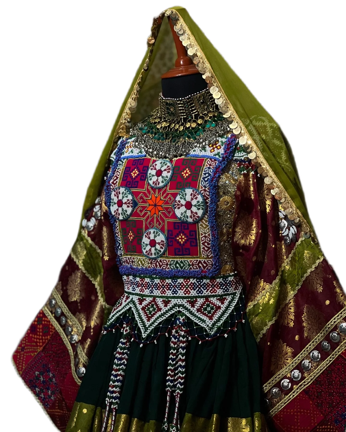 Elegant Afghani Women Chiffon Dress Colorful Handmade Traditional Ethnic Fashion High Quality Maxi Natural Button Daily Wear