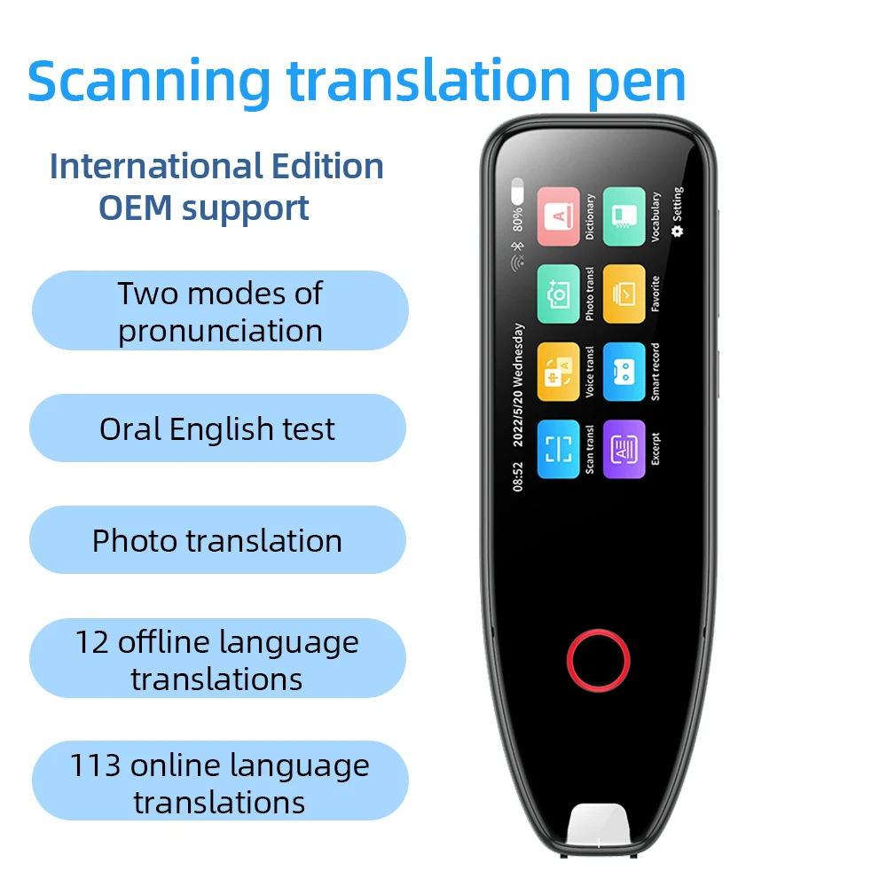 134 Languages AI Instant Voice Smart Electronic Pocket Language Translator Pen Online Intelligent Voice Translator