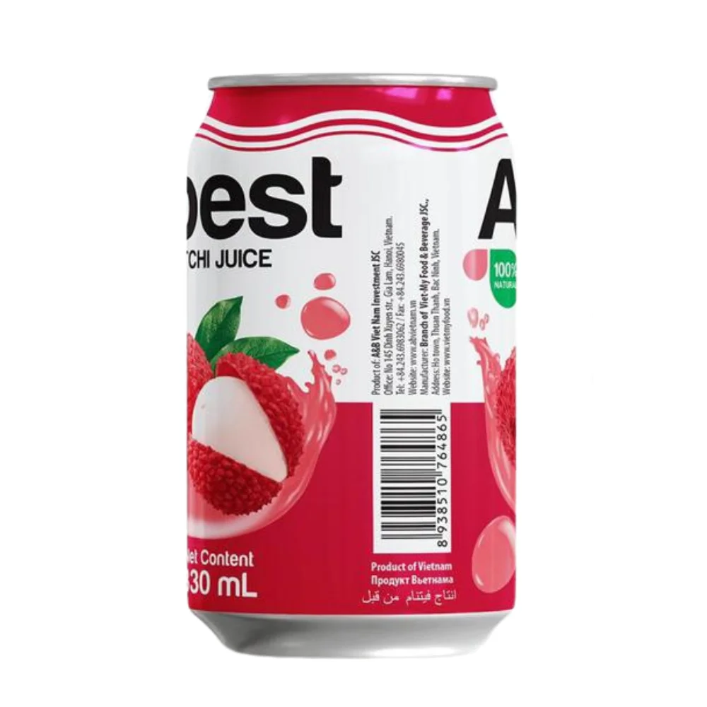 Abest 330ml Canned Lychee Drink Fresh Flavored Fruit Juice Concentrate with Water Sugar Dried Style Bottle Packaging Soft Drinks