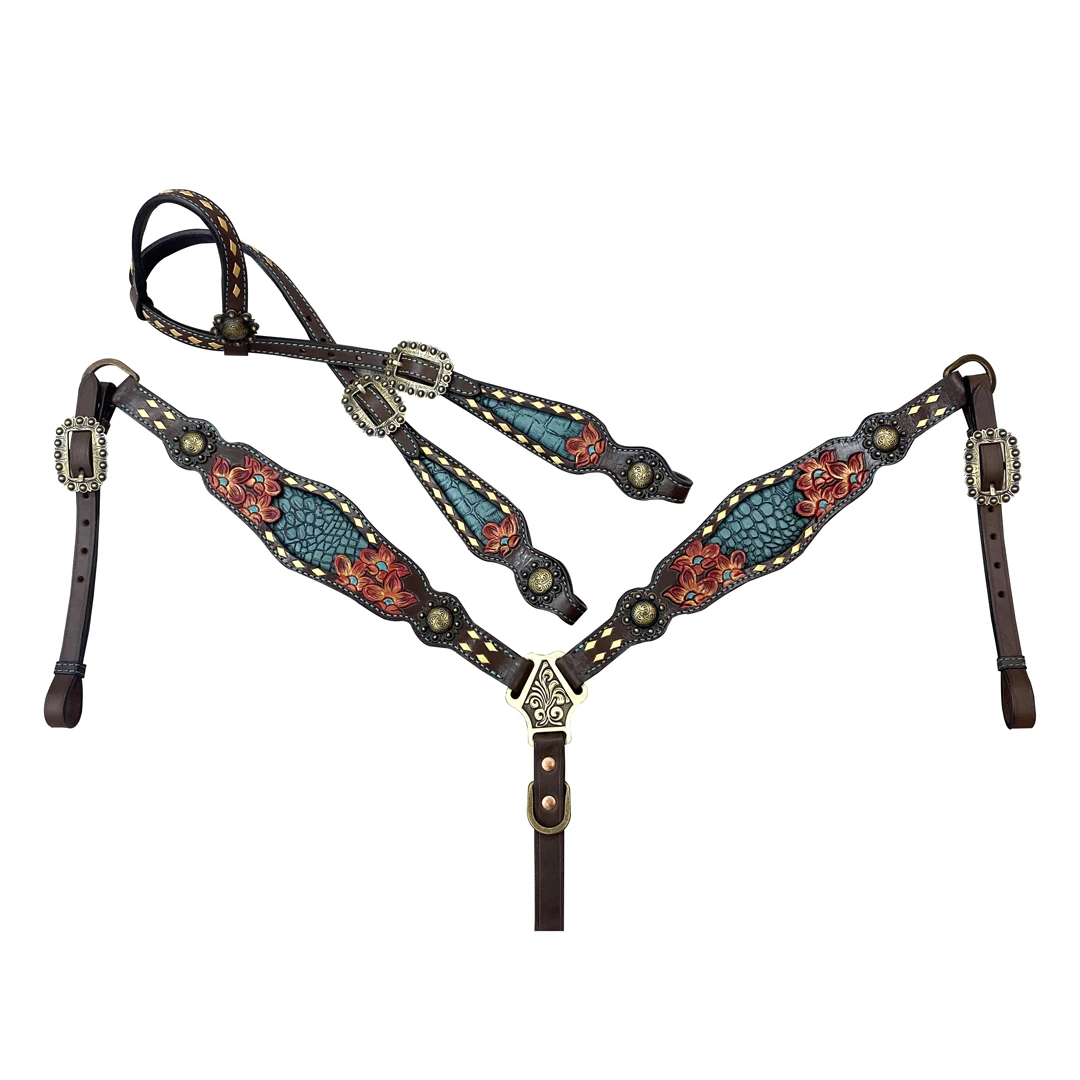 Buy Standard Quality Western Horse Bridle Breast Collar Set With Cow