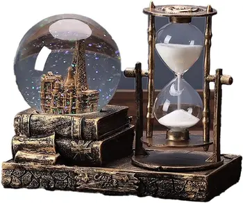 Halloween Gnome Sculpture Resin Retro Crystal Ball Hourglass Timer ...