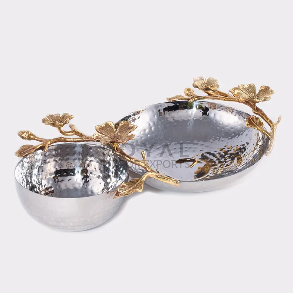 Stainless Steel Plates And Bowls Leaf Silver Table Centerpieces Fruit