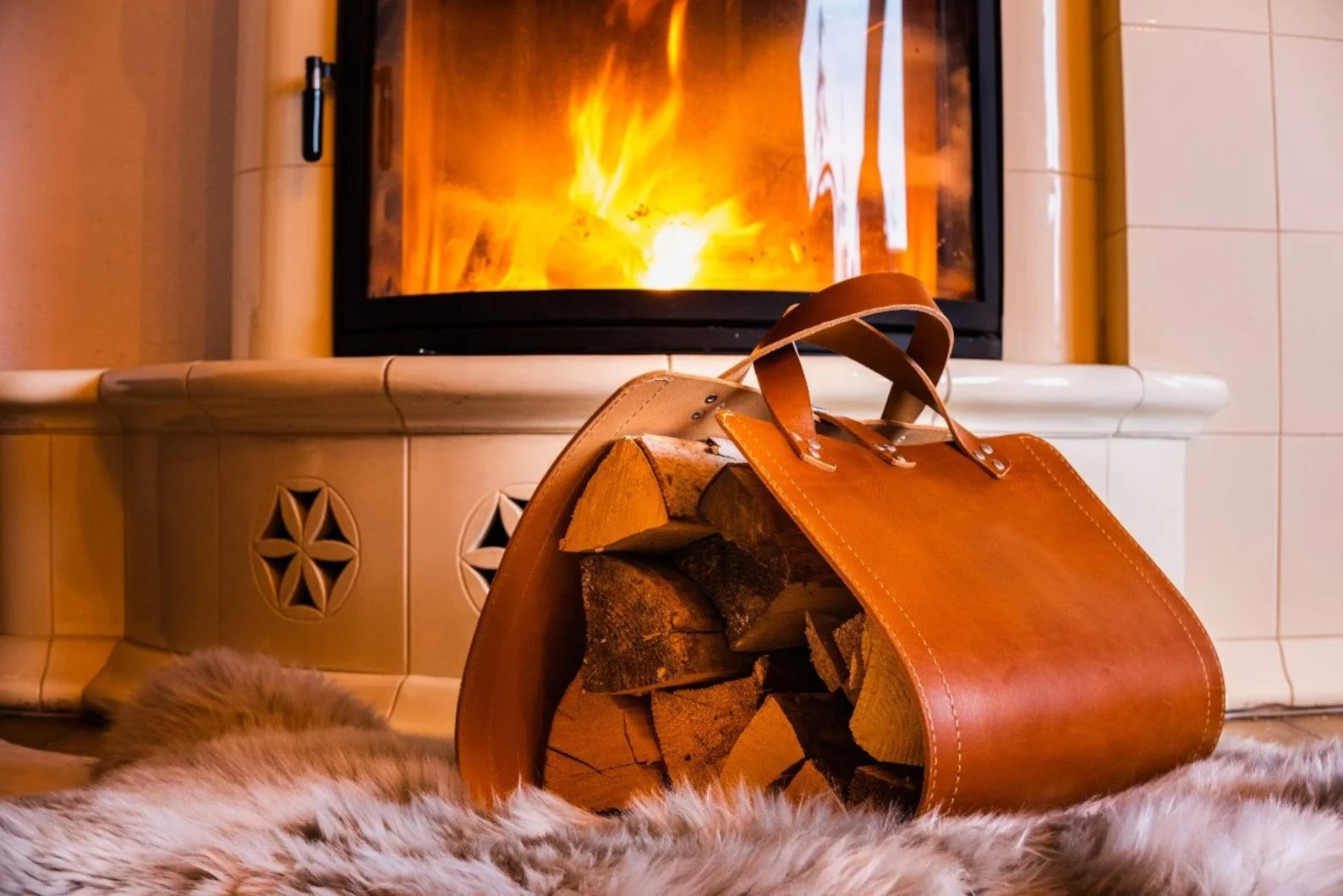 Firewood Storage Leather Firewood Carrier Campfire Tote Bag Log Home