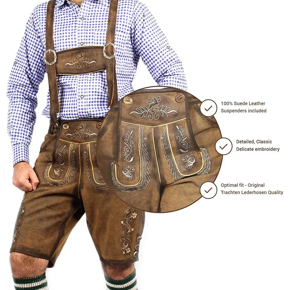 Stylish Bavarian Lederhosen,Kniebund Hosen,Men Ledersosen Trachten ...