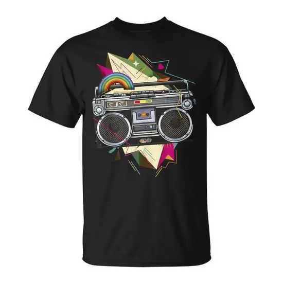 Throwback Color Explosion Boom Box Retro 80s T-Shirt Unisex Adult