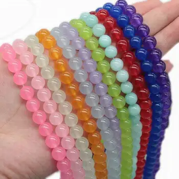 4mm-12mm Natural Gemstone Beads Color Dyed Quartz Semi Precious Stones Smooth Round Loose Beads For Jewelry Making