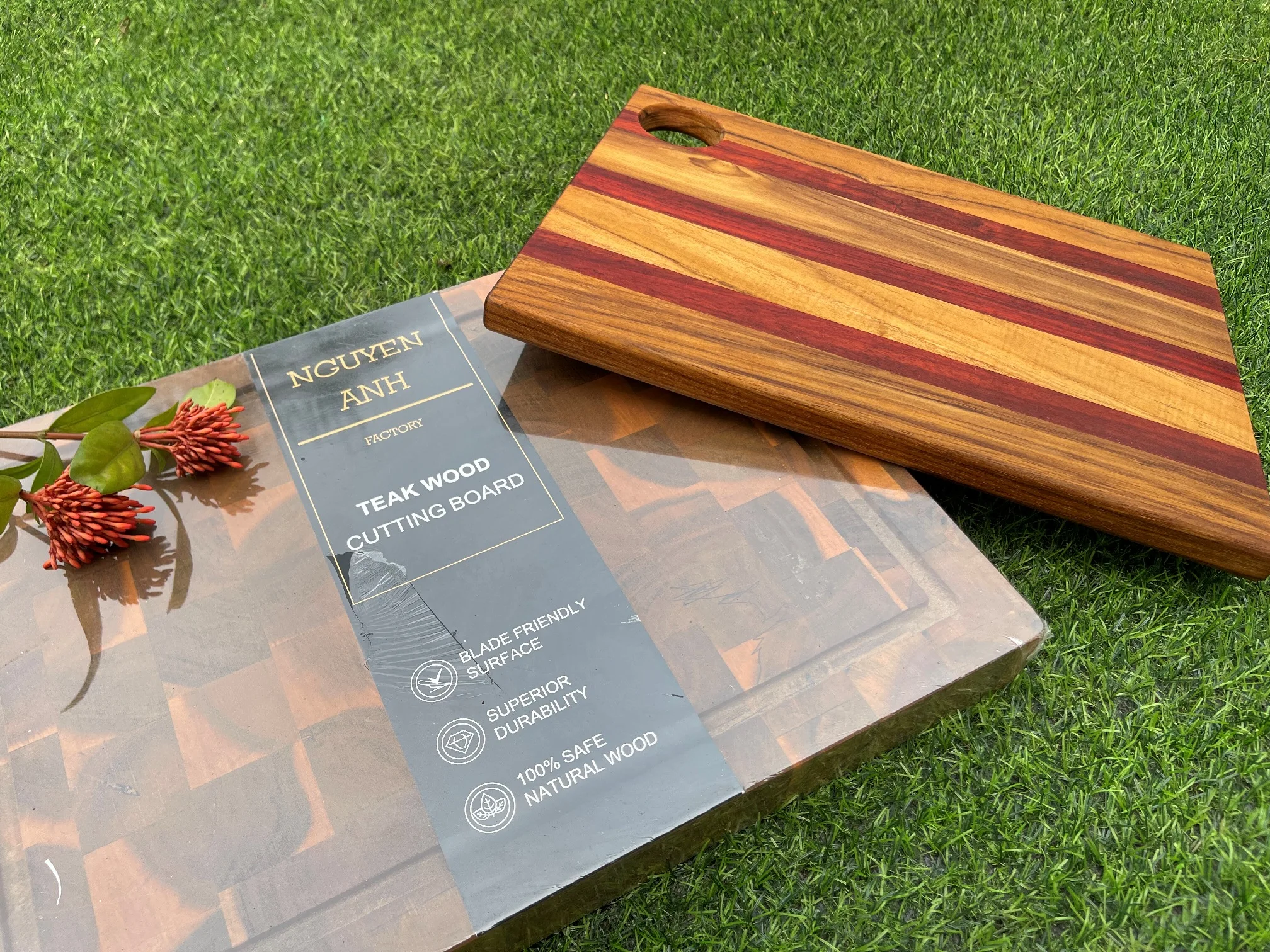 Super Durable Chopping Board Unique Teak Cutting Board With Food