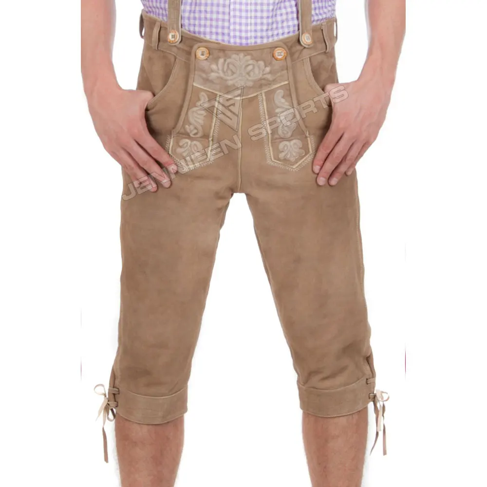 Traditional Outfit Men Lederhosen Under-Knee With Suspender Cowhide ...