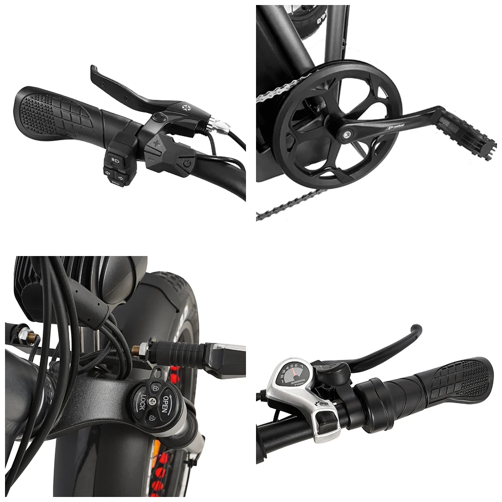 DrVetion At20 Black-Gray Electric Fat Bike 48V 750W up to 45km/h with 10AH/15AH/20AH Motor Options