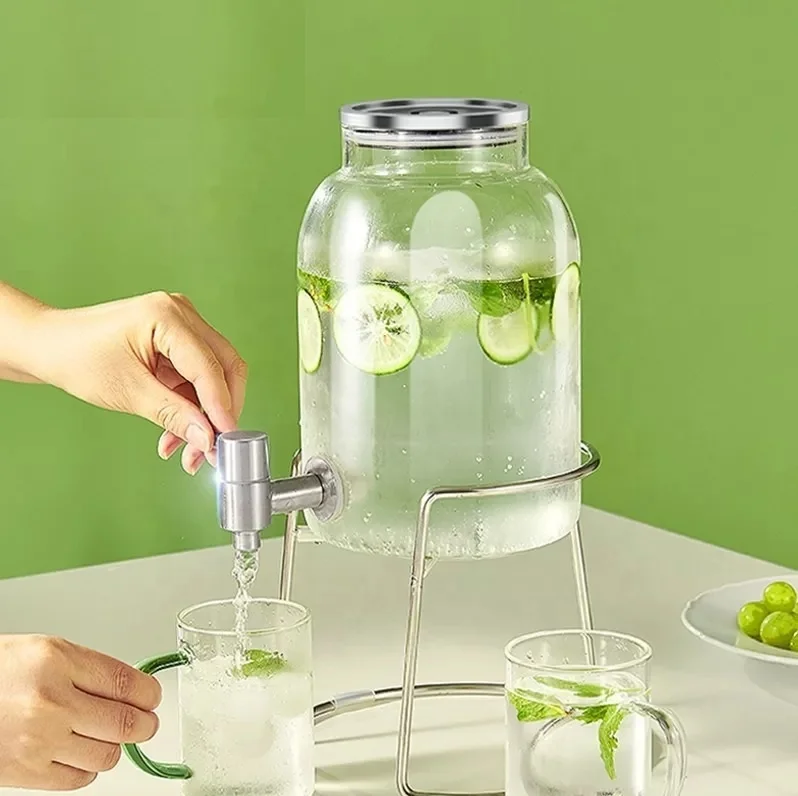 Glass Water Juice Dispenser Juicer Spigot Dispenser Large Cold And Hot