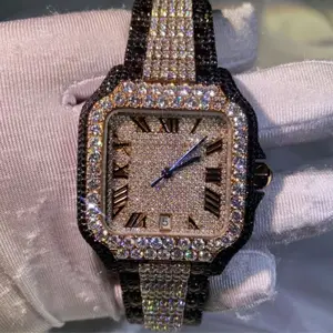 Elevate Your Look Our Latest Men's Alloy Case Stainless Steel Business Style Wristwatch Featuring VVS Moissanite Diamonds Glass