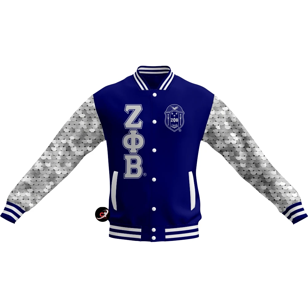 100% Polyester Zeta phi beta men's jackets High Quality Lightweight sequin sleeves front buttons style unique jacket for men