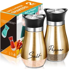 Kitchen Spice Container Stainless steel seasoning glass jar container 120ml spice jars glass salt and pepper shakers