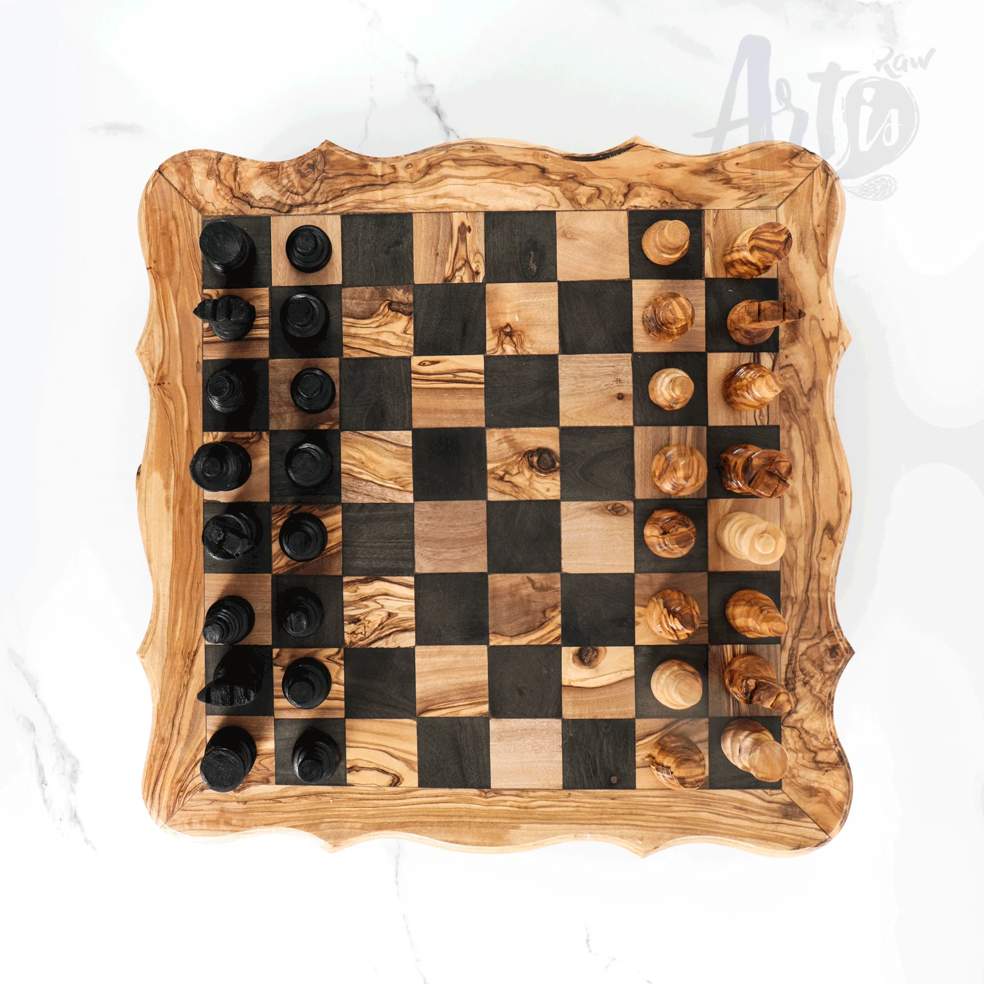 Rustique Jeu D'échecs 30 Cm bois olivier