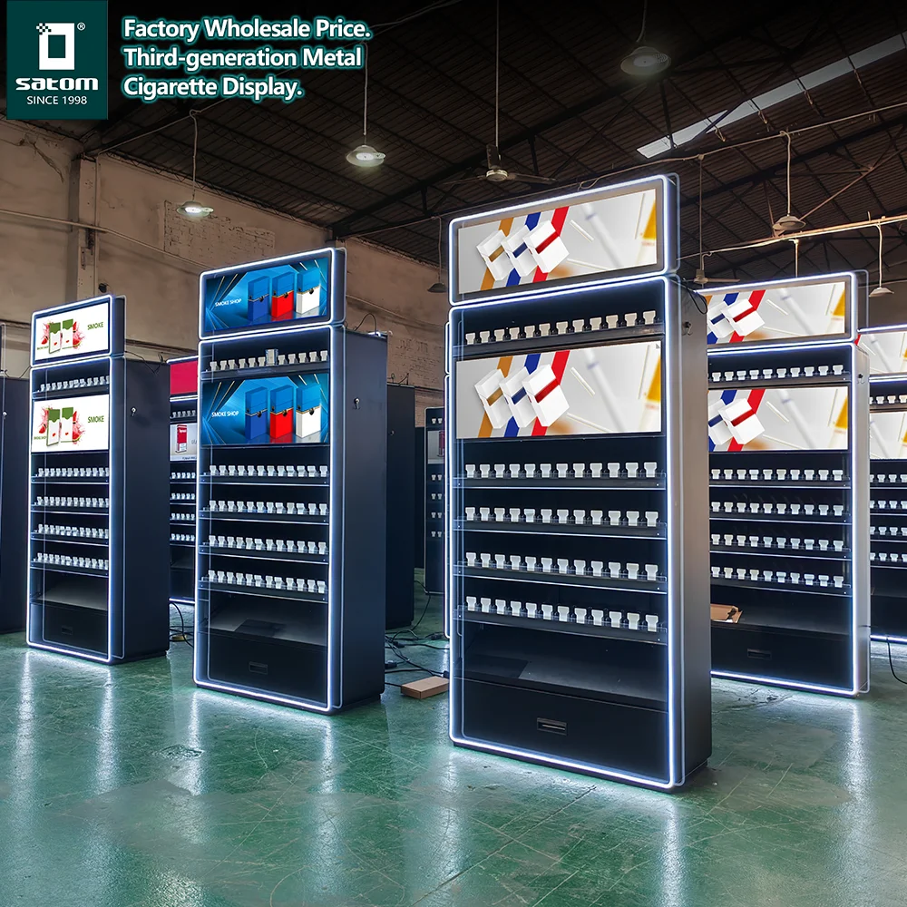 Middle East Africa Desktop Floor Metal Cigarette Showcase Display Rack  Smokeless Tobacco Displays Cabinet for Tobacco Shop