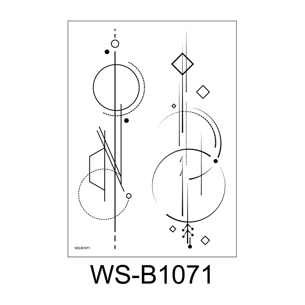 New Design Water Proof Geometrical Symbols Temporary Tattoo for Men & Women
