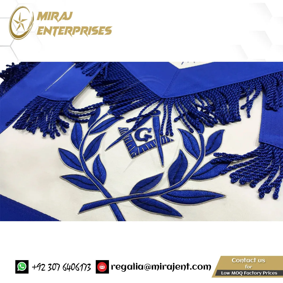 Master Mason Blue Lodge Apron Blue With Embroidery & Fringe Buy