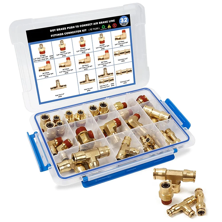 HASAOOI 135PCS Brass Copression Tube Pipe Fittings Kits, 1/8\ 3/16\ 1...