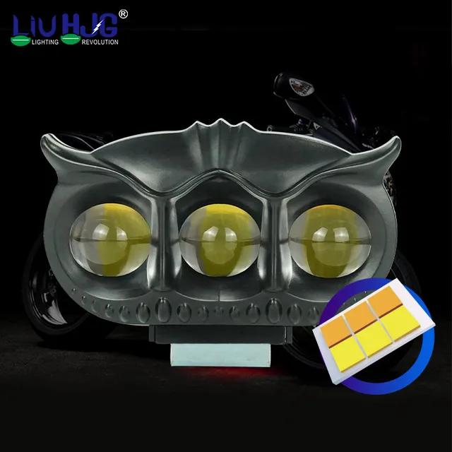 HJG Owl Design Dual Color Mini Led Motorcycle Fog Light Head Light Headlight Led Auxiliary Spot Led Lights for Motorcycle