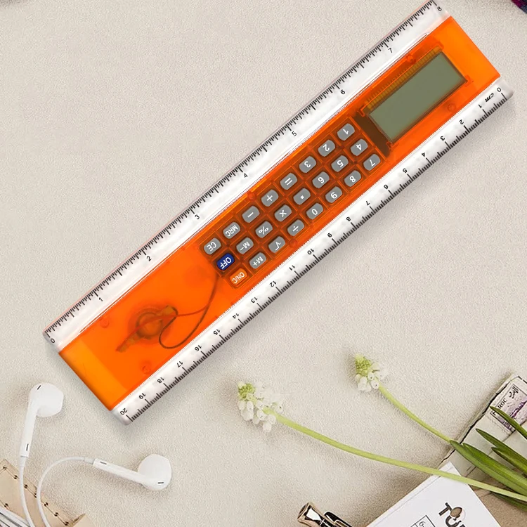 Promotional Ruler Calculator 20CM Ruler Student Creative Stationery 8-digit Portable Multifunction Calculator