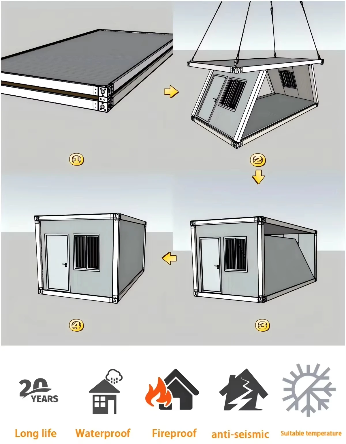 20ft 40ft Steel Frame Folding Expandable Outdoor Modern Popular Prefab ...