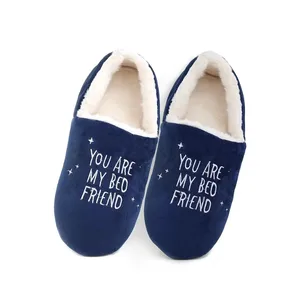 Men and Women's Winter Indoor Shoes with Fur New Style Microfiber Plush Embroidery Non-slip Warm for Slippers with Fabric Sole