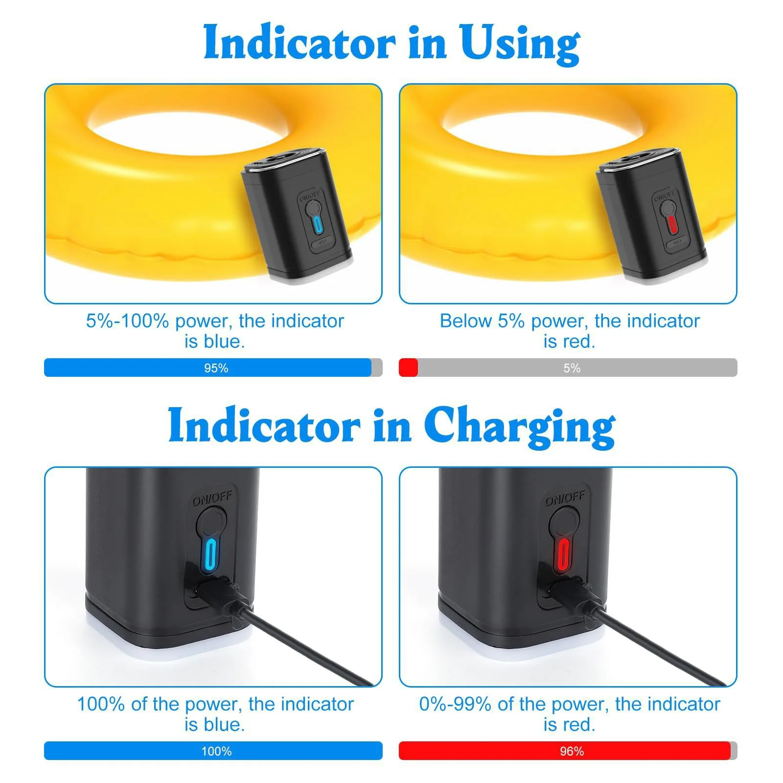 New 3 in 1 Mini air Pump, Household Electric Pump, Small, Fast and Convenient Suction Dual-use Outdoor Camping Light