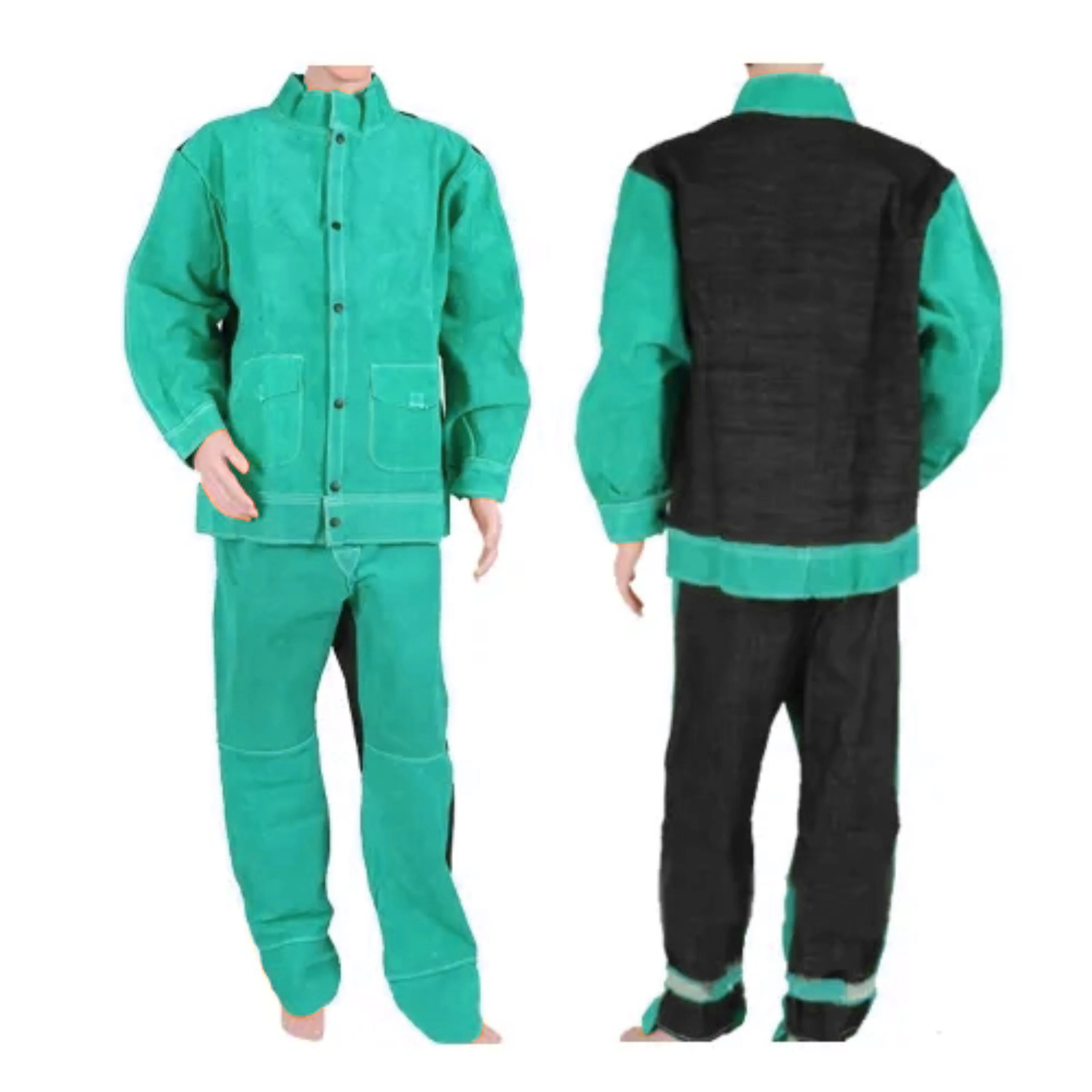 BBQ Welding Cutting Carpenter Cowhide Split Leather Suede Leather Welding Jacket Trousers Protective Suit for Welder
