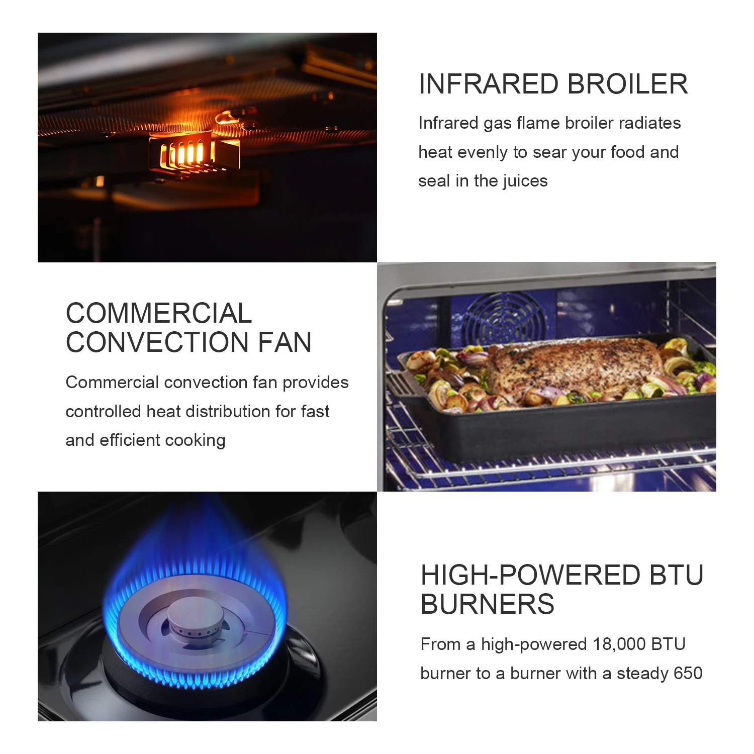 48inch Gas Cooking Range Heavy Duty  Cooking Grates Gas Range with 6 Burners 2 Ovens Cooking Gas Stove