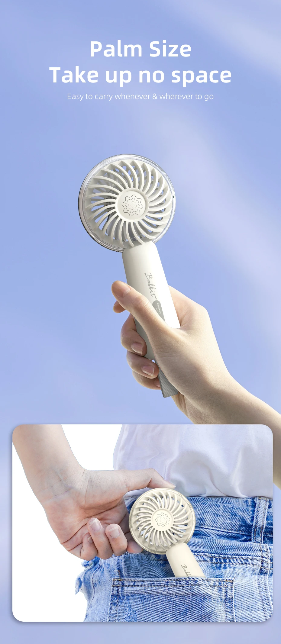 Vyvylabs VKL01 1200mAh Babbit Handheld Mini Fan description image 3