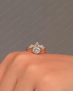 Certified IGI Lab Grown Diamond Cluster Band Women's Top Performance Ethnic Design Engagement Ring Wedding Anniversary Party