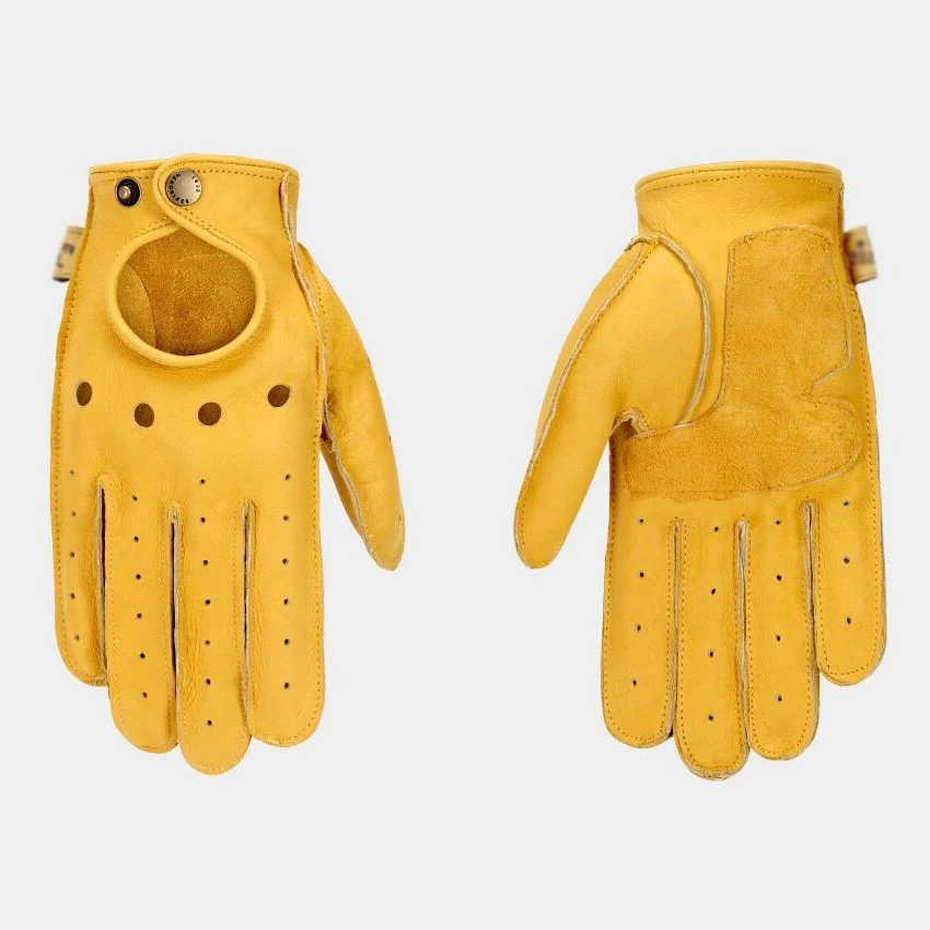 Мотоциклетные Перчатки из натуральной кожи, летние перчатки для езды на мотоцикле, с закрытыми пальцами, для сенсорных экранов, в стиле ретро