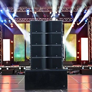 DBK Dual 12 Inch 2 Way Line Array Speaker with Dual 18 Inch Subwoofers Large Music Festival Concert Complete Equipment PA System