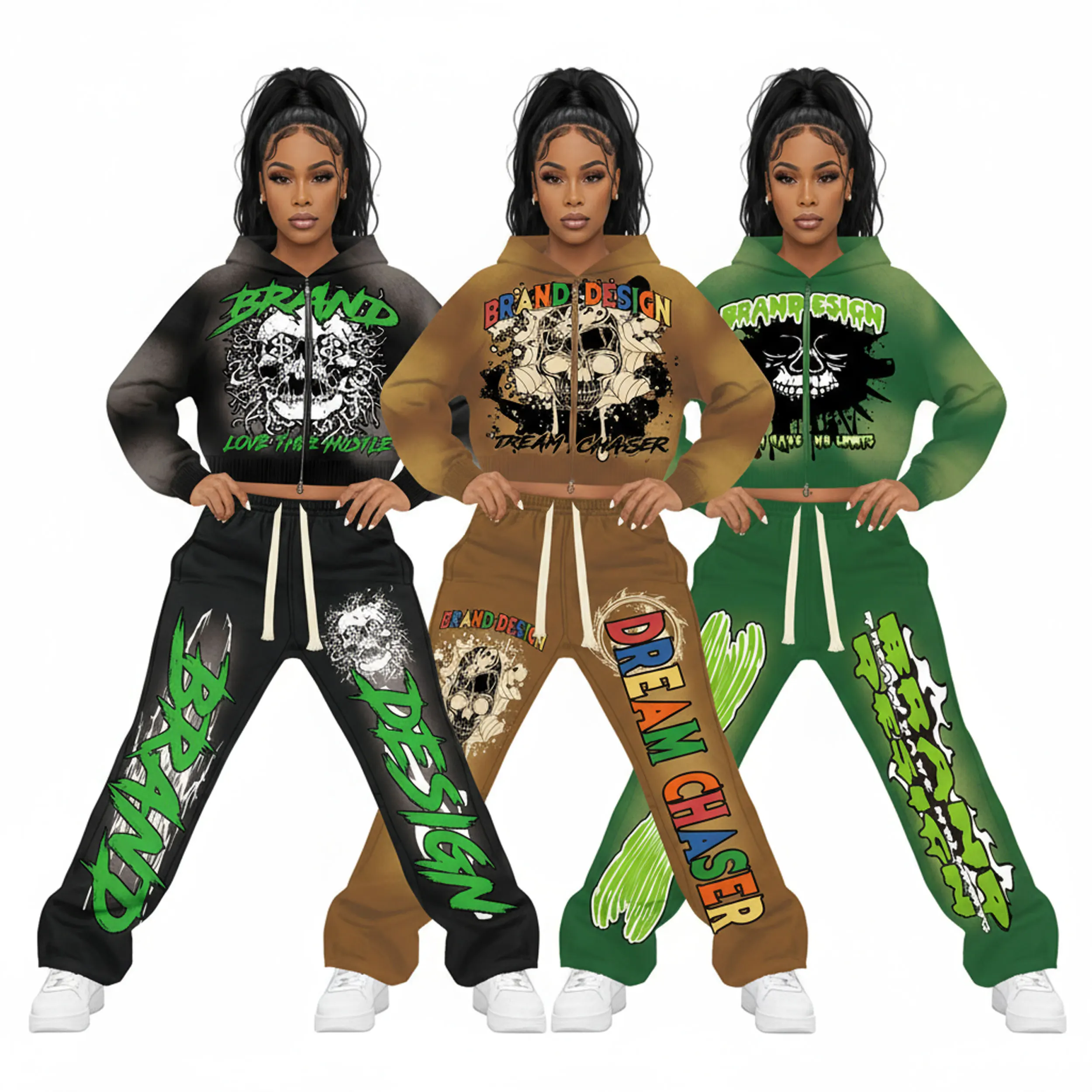 Custom Acid Wash 100% Cotton Unisex Tracksuit Set Flare Pants Drawstring Hoodie Two Piece Solid Heavyweight Vintage Casual