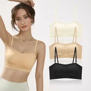Multiway Convertible Straps Breathable Push-Up Full Cup Bandeau Bra Strapless Tank Top One-Piece Seamless Bra for Women Summer