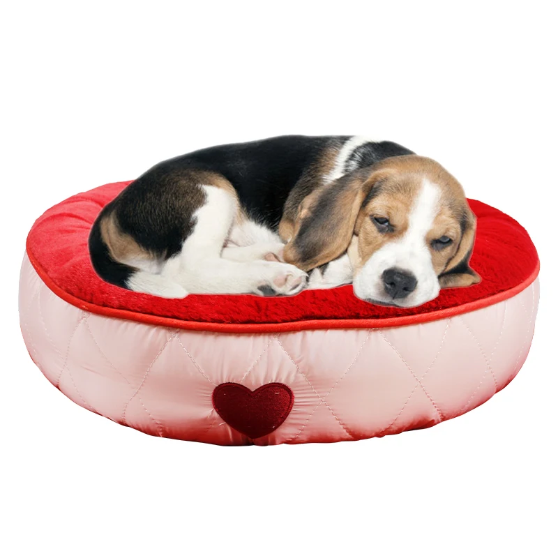 Custom luxury plush washable donut dog cat pet bed wholesale