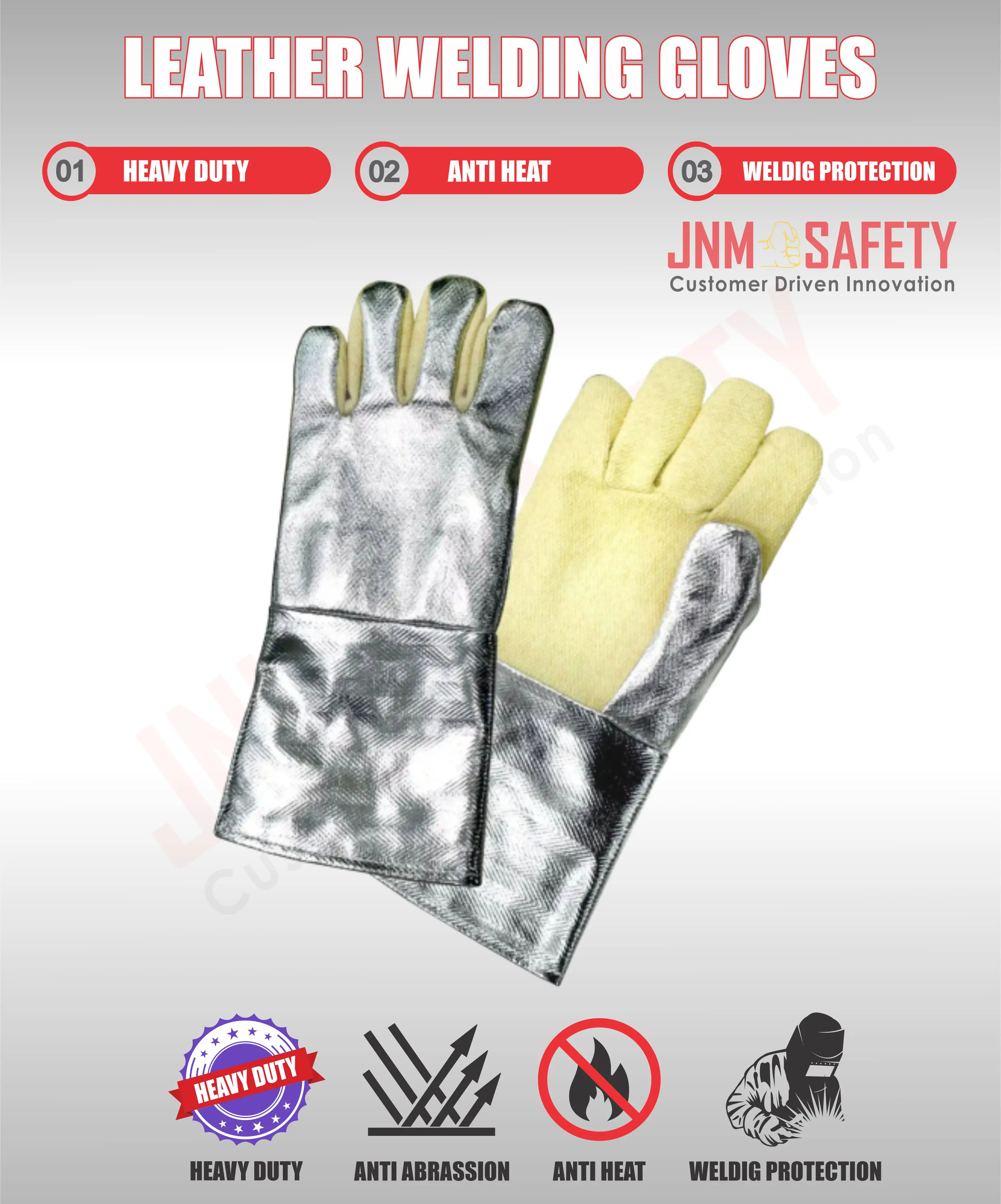 Heat Resistant Fire Protection Welding Gloves Para Aramid Aluminized