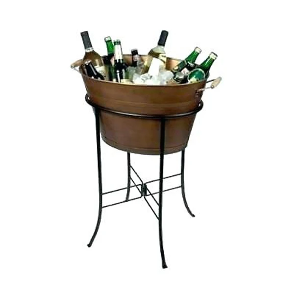Hammered Wine Cooler With Stand Copper Bronze Finished Beverage Tub