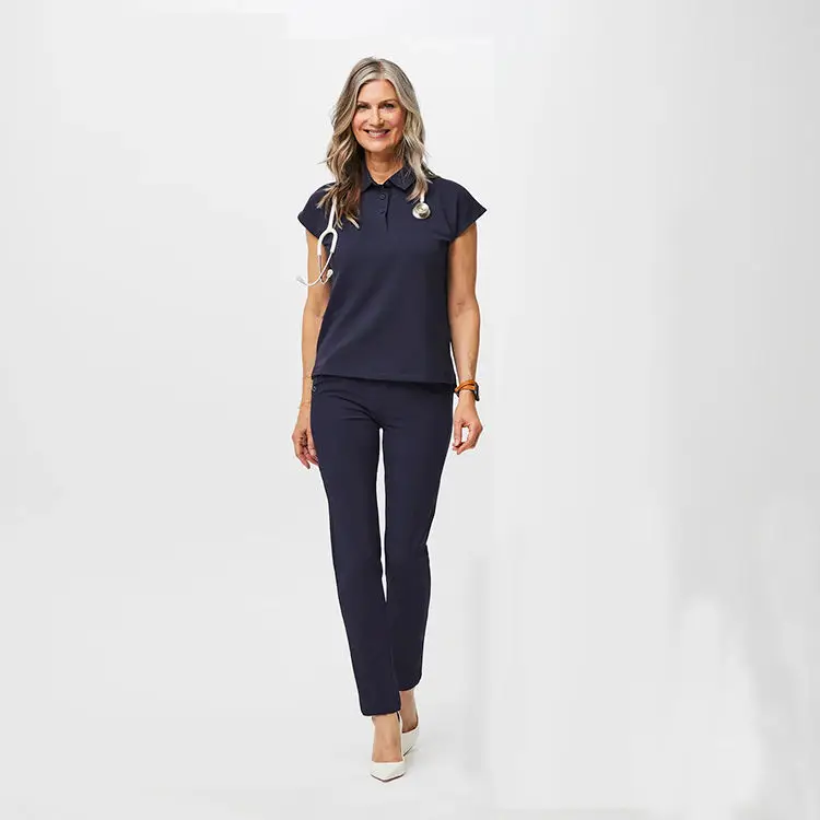 2024 Doctor Women Scrub Set Short Sleeve Fashion Zipper Design Nursing Uniform Sets Medical/Dental/Lab Use