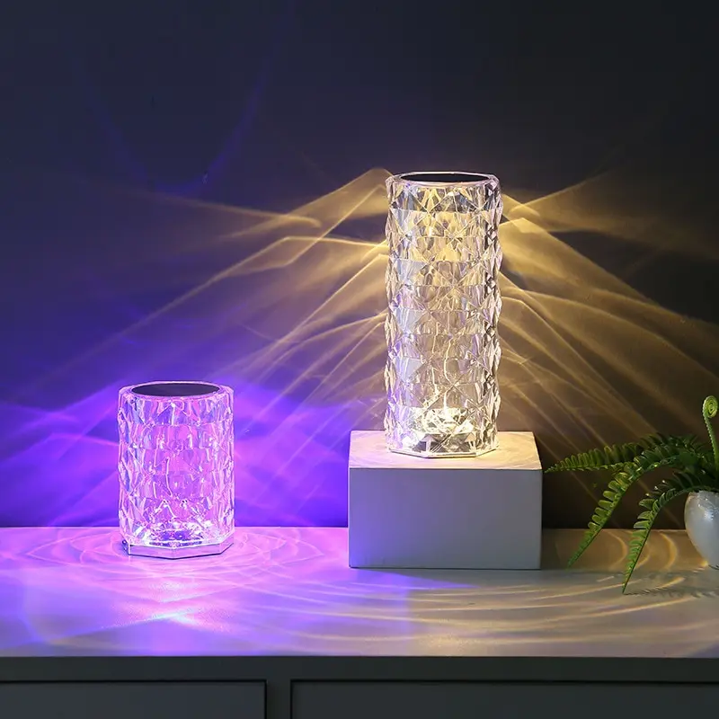 Stock Crystal Modern Luxury Usb Rechargeable Bedroom Wireless Touch Control Led Night Light Cordless Hotel  Bedside Table Lamps factory