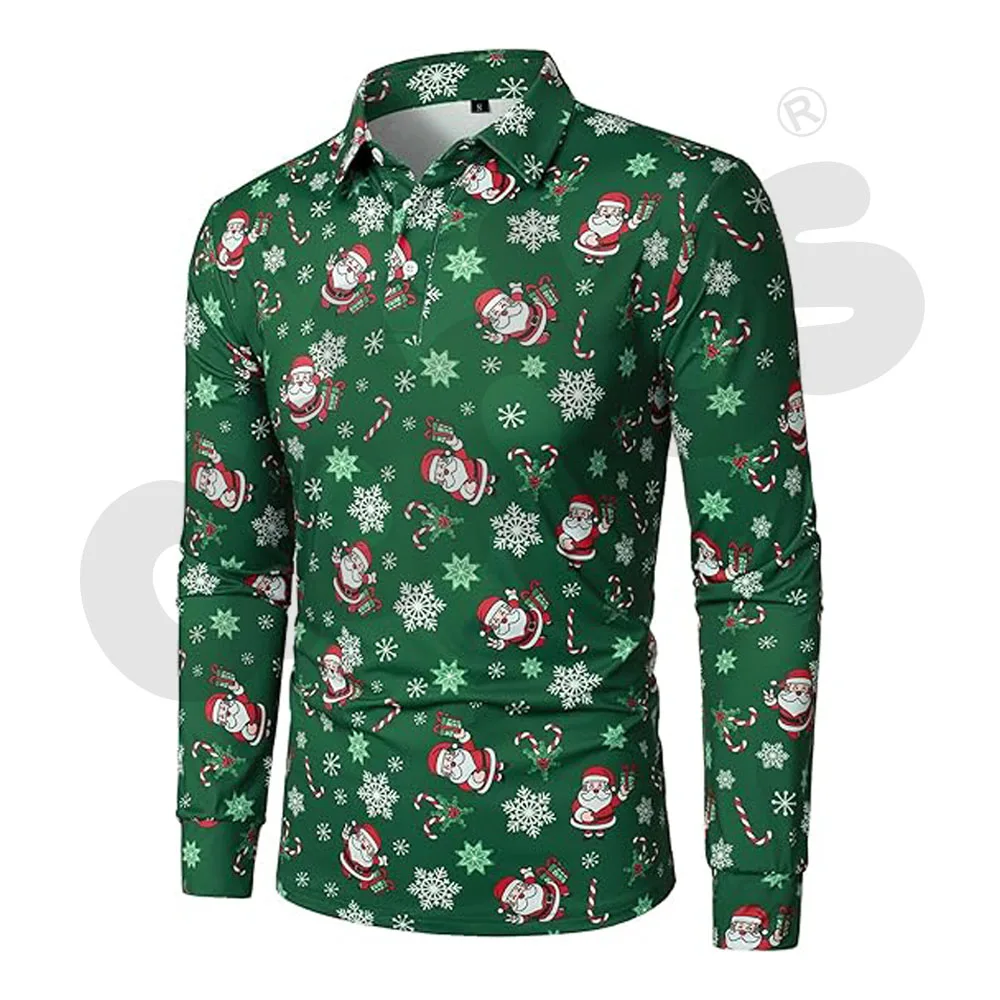 Men's Long Sleeve Christmas for POLO Shirt Funny Cute Santa Green Washed  Letter Printed Plus Size T-Shirt| Alibaba.com