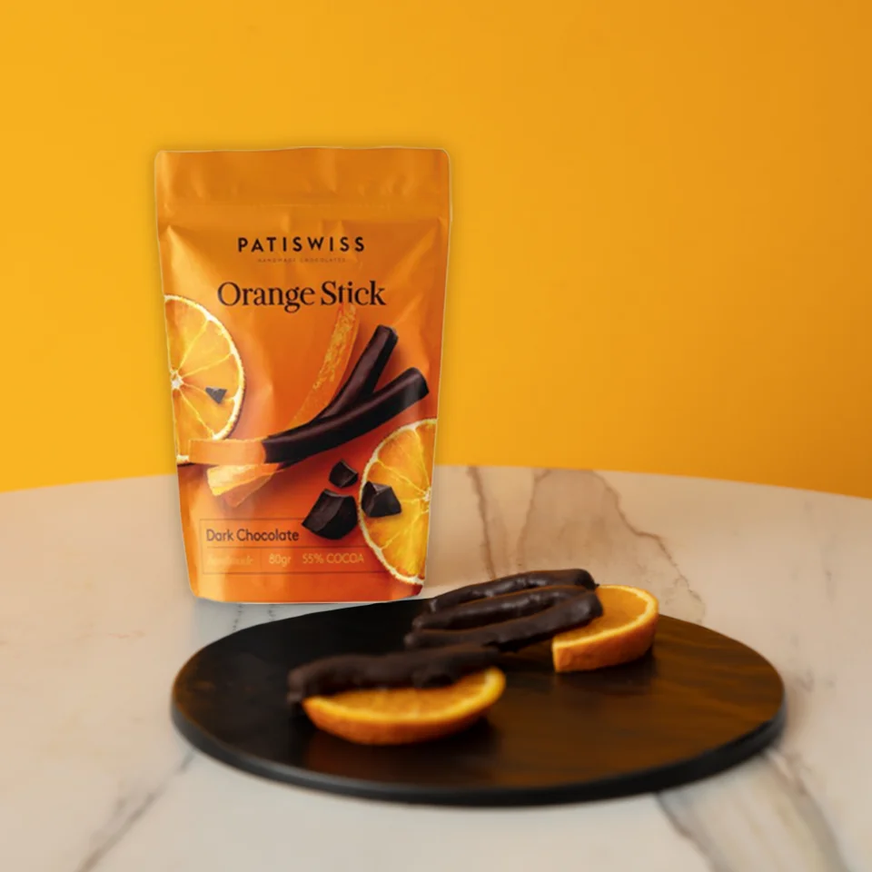 patiswiss-dark chocolate covered orange stick 80