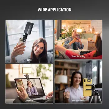 NEEWER Basics LED Selfie Phone Light, Rechargeable 2500-9000K Clip On Fill Light, Color Films/Diffuser/3000mAh, CRI95+ Dimmable detail image
