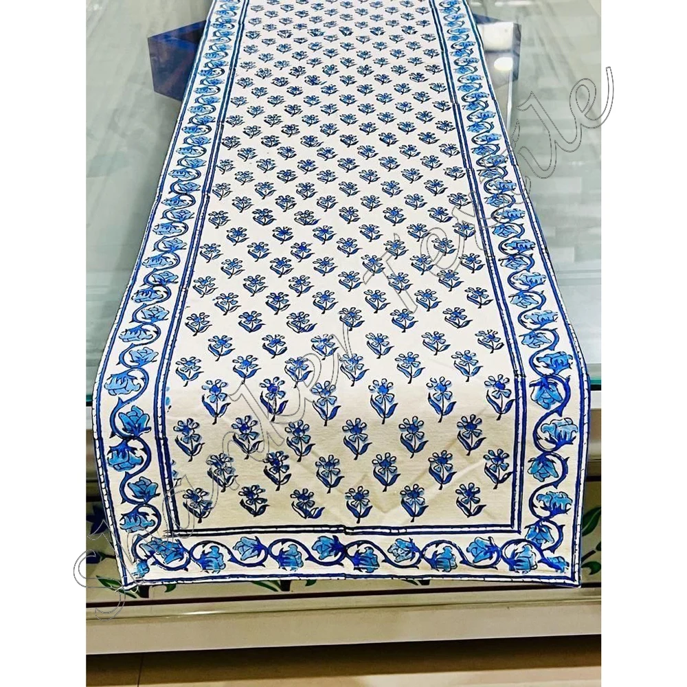 Jaipuri Sanganeri ручной блок прямоугольный стол бегун для печати обеденного стола 100% хлопок индивидуальный