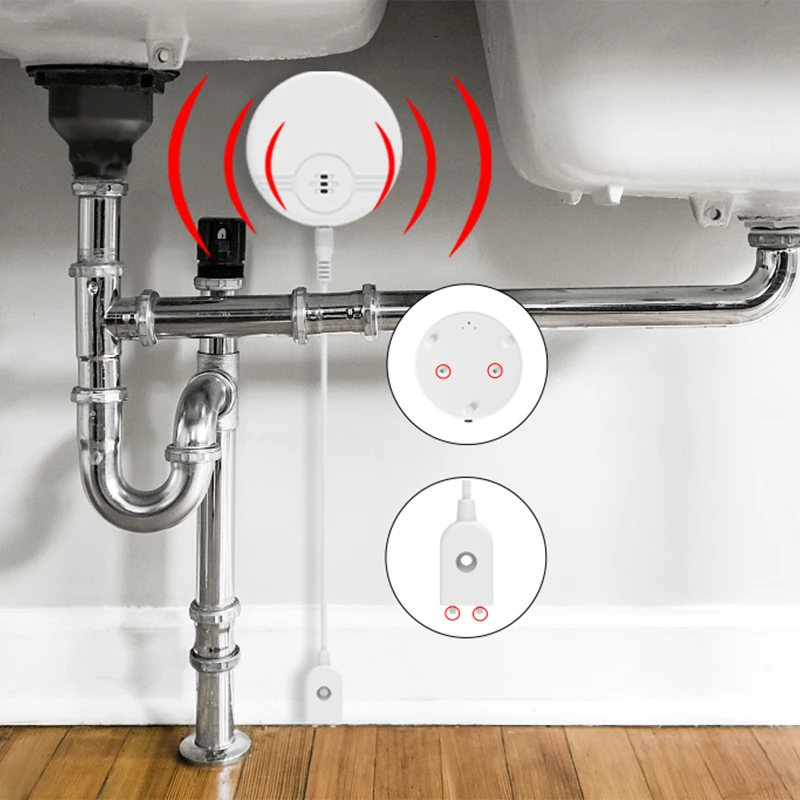 Wireless 135DB Water tank Overflow Low Battery Reminder Alarm  Funny Water Leak Detection Alarm for Home