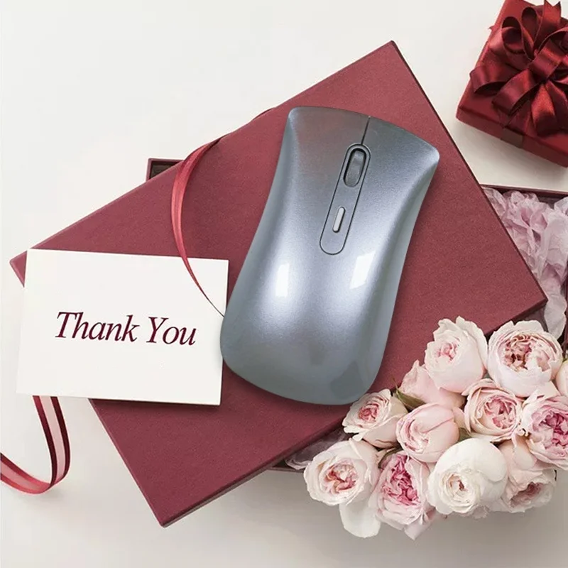 China Factory Portable Dual Mode Computer Accessories Cordless Mouse Silver Wireless Rechargeable Mute Laptop Ergonomics Mouses