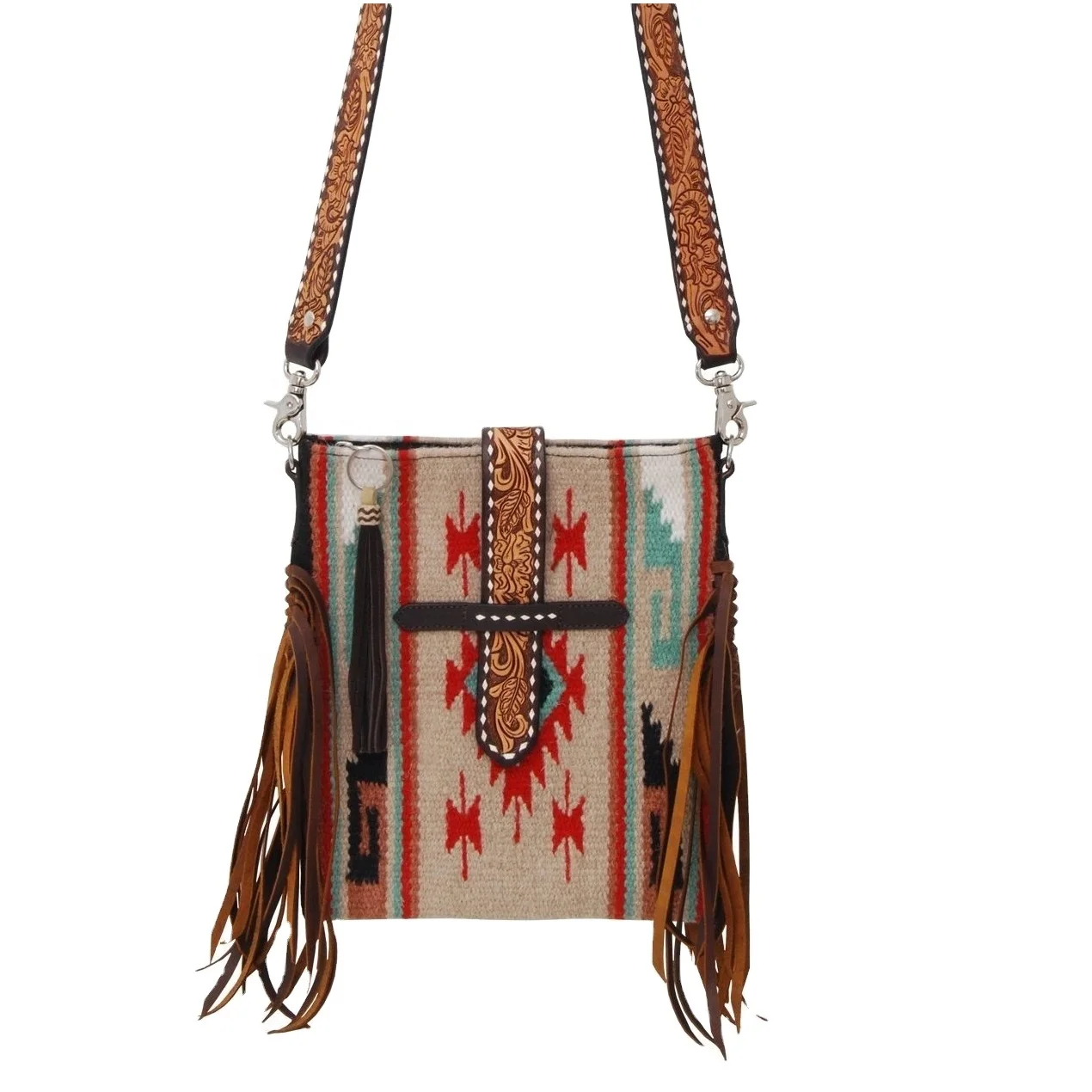 Best Selling Genuine Leather Hand Tooled Crossbody Purse Western