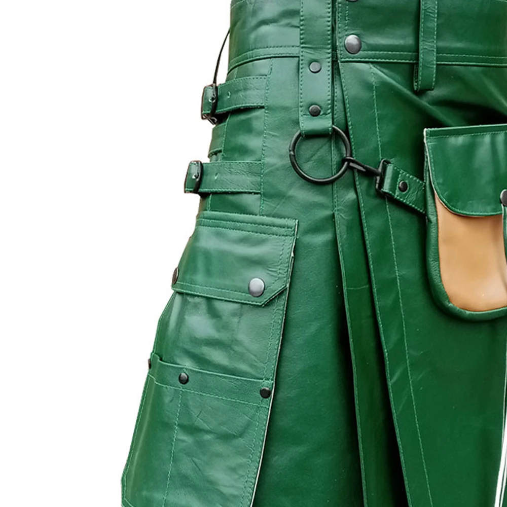 Мужской черный кожаный материал килты с кожаными ремешками лучший дизайн большие размеры оптовая продажа индивидуальные кожаные